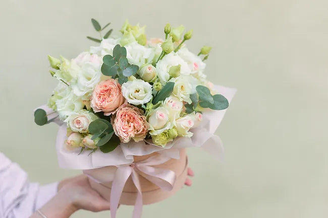 Hat Box Fresh Flower Arrangement