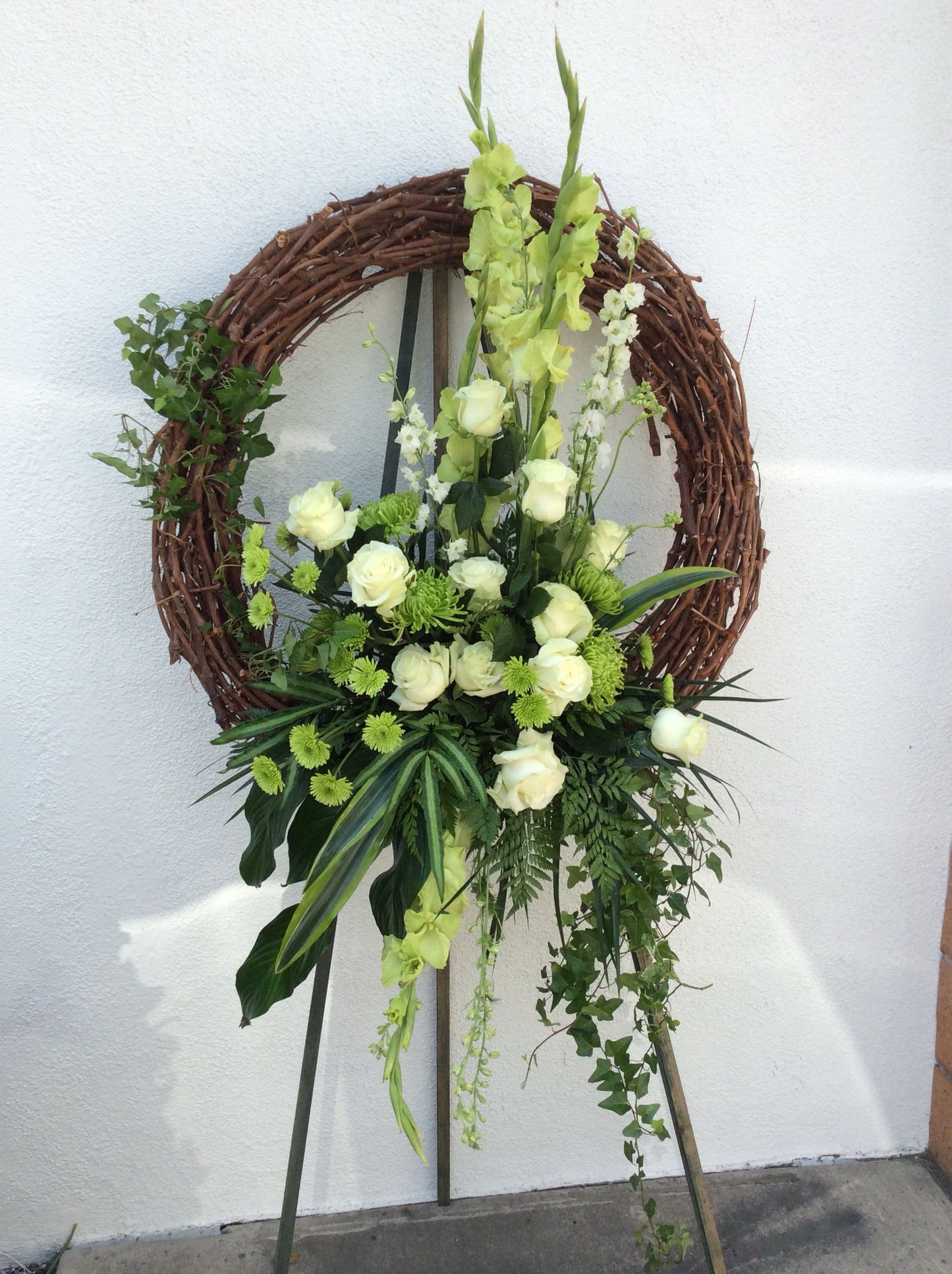 Sympathy Wreath - Grapevine with Fresh Flowers